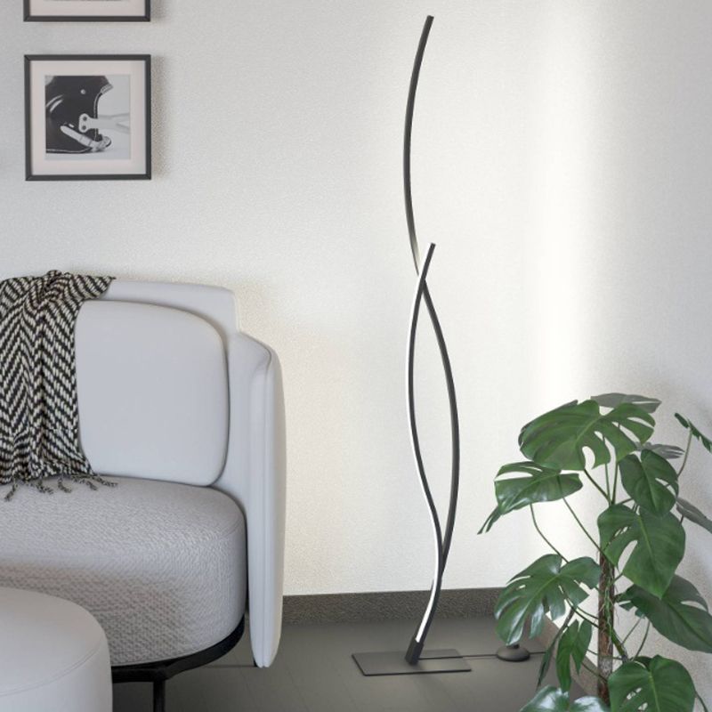 Oceľová dizajnová stojaca lampa čierna, Tevin, 20 W, LED 4000 K, s vypínačom