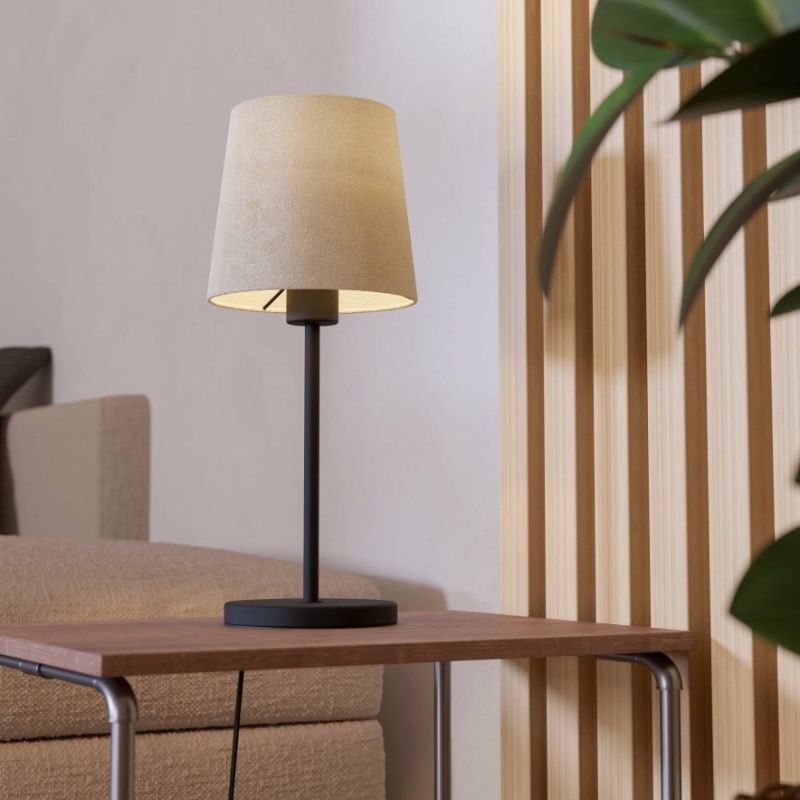 Textílná moderná stolová lampa čierna, Siham, s vypínačom