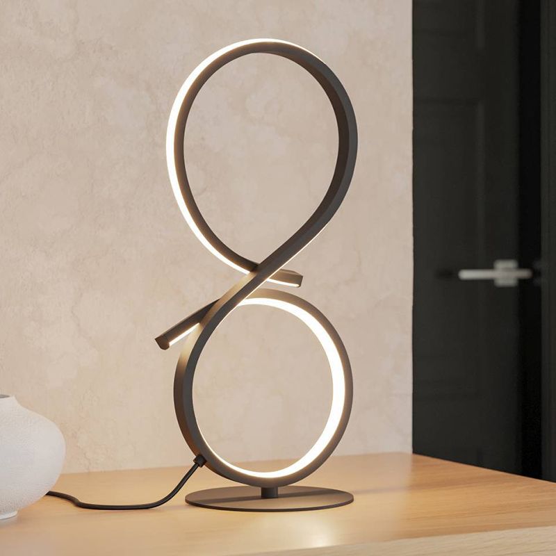Hliníková moderná stolová lampa čierna, Thekla, 11,4 W, LED 3000 K, s vypínačom Hliníková moderná stolová lampa čierna, Thekla, 11,4 W, LED 3000 K, s vypínačom