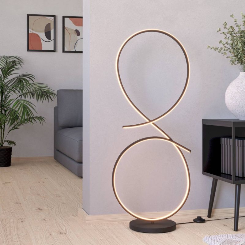 Hliníková moderná stojaca lampa čierna, Thekla, 20 W, LED 3000 K, s vypínačom