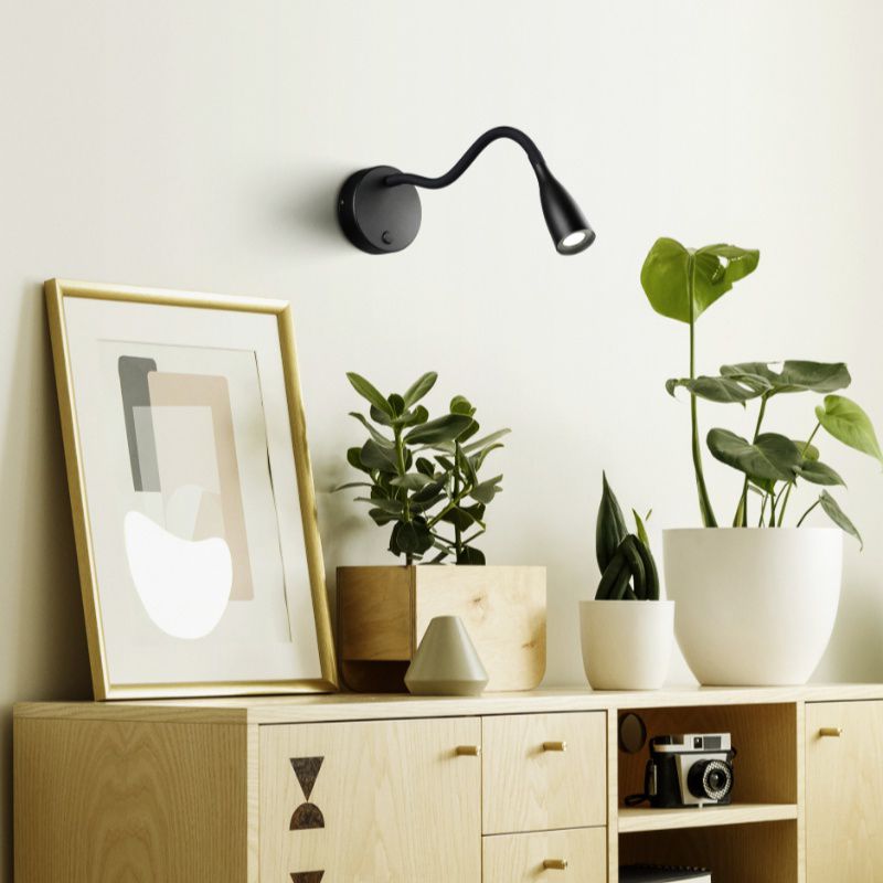 Plastové nástenné svietidlo čierne, Obbe, 3,8 W, LED 3000 K, s vypínačom Plastové nástenné svietidlo čierne, Obbe, 3,8 W, LED 3000 K, s vypínačom