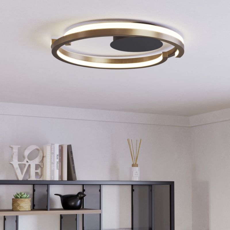 Plastová moderná stropná lampa medená, Madhvi, 20 W, LED nastaviteľný od teplej po studenú bielu, s diaľkovým ovládačom