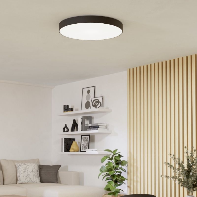 Plastové moderné smart stropné svietidlo čierne, Germen, 36,5 W, LED RGBW, s diaľkovým ovládačom
