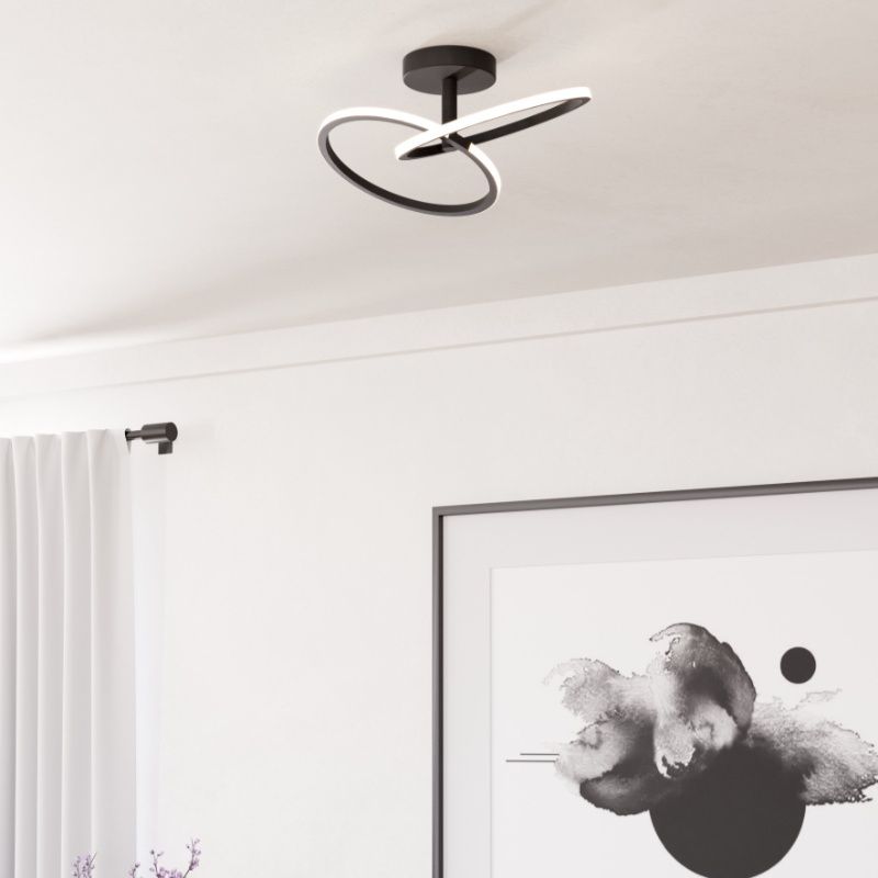 Oceľové dizajnové stropné svietidlo čierne, Minh, 12 W, LED white switch