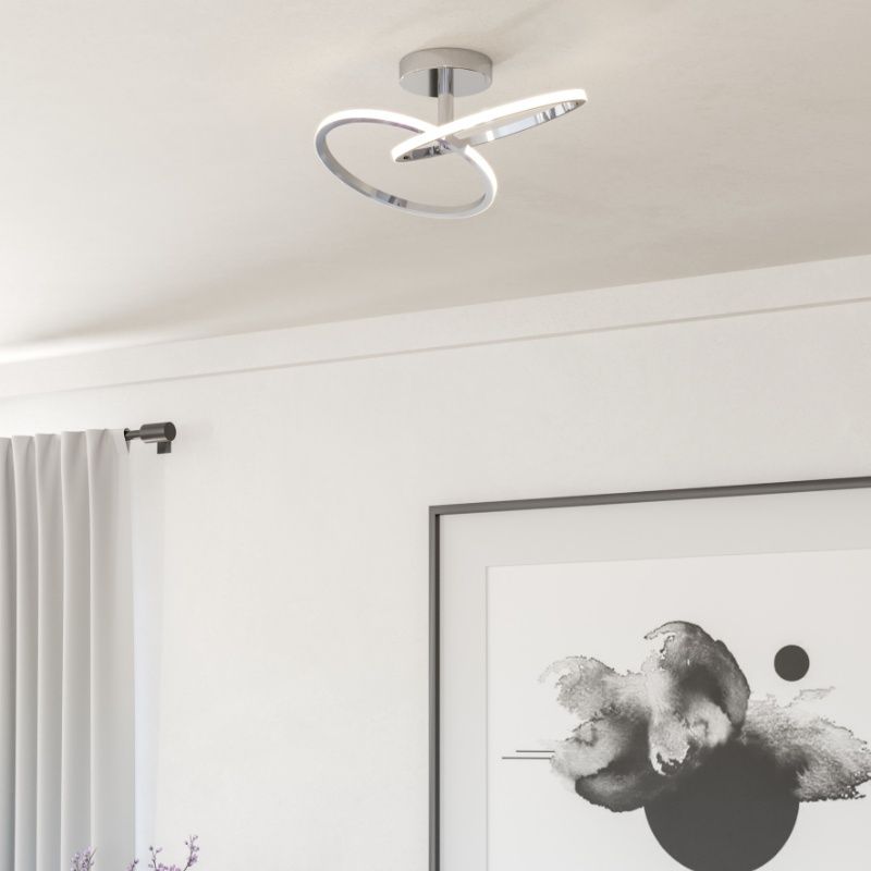 Oceľové dizajnové stropné svietidlo chrómové, Minh, 12 W, LED white switch