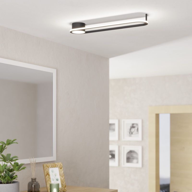 Oceľové dizajnové stropné svietidlo čierne, Constance, 24 W, LED white switch