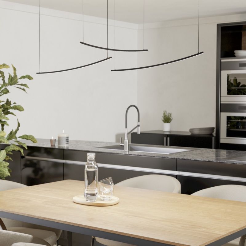 Plastové moderné visiace svietidlo čierne, Vilko, 22 W, LED white switch