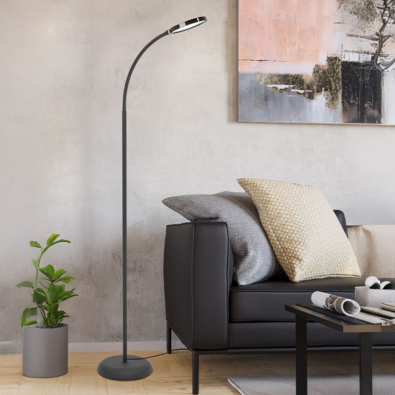 Plastová moderná stojaca lampa čierna, Querine, 5,5 W, LED white switch, s 3-stupňovým stmievačom