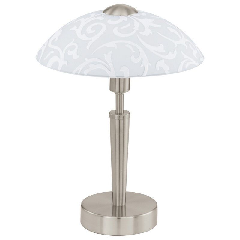Oceľová klasická stolová lampa niklová, Adi, s dotykovým stmievačom