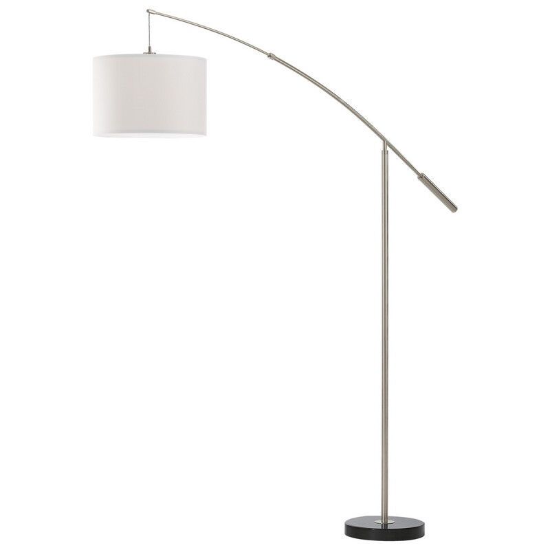 Textílná moderná oblúková lampa niklová, Ralph, s vypínačom Textílná moderná oblúková lampa niklová, Ralph, s vypínačom