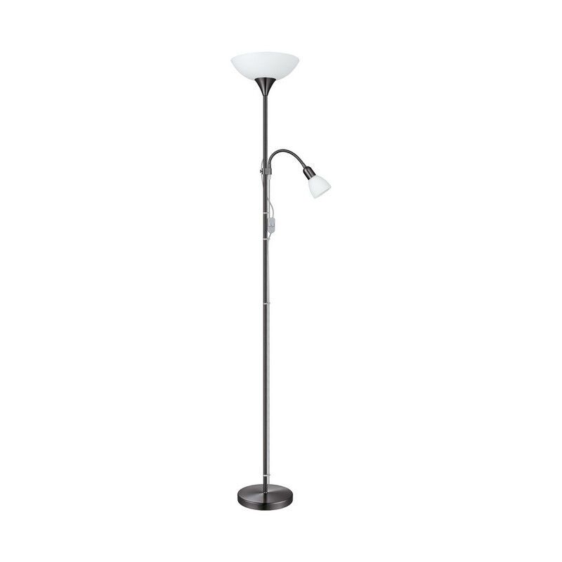 Plastová stojaca lampa na čítanie niklová, Burgo, s vypínačom Plastová stojaca lampa na čítanie niklová, Burgo, s vypínačom