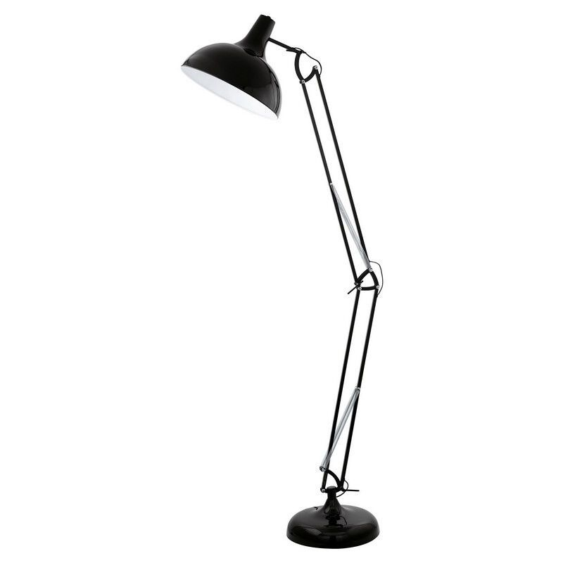 Kovová industriálna stojaca lampa čierna, Josha, s vypínačom