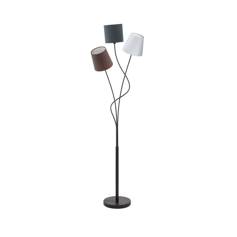 Textílná retro stojaca lampa čierna, Anabel, s vypínačom