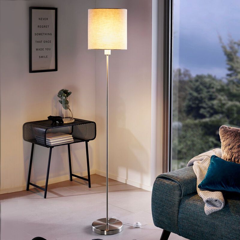 Textílná moderná stojaca lampa taupeová, Abano, s vypínačom Textílná moderná stojaca lampa taupeová, Abano, s vypínačom