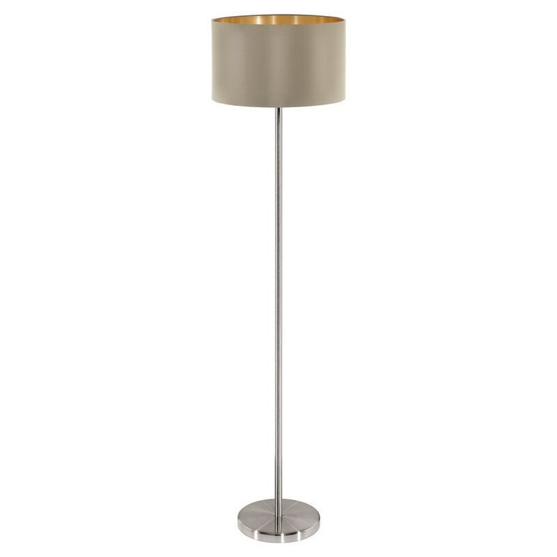 Textílná moderná stojaca lampa zlatá, Terme, s vypínačom