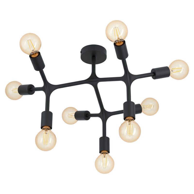 Oceľová industriálna stropná lampa čierna, Anjana