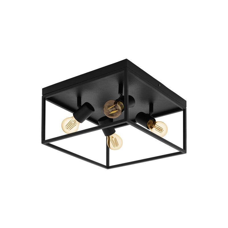 Oceľová industriálna stropná lampa čierna, Tyrza
