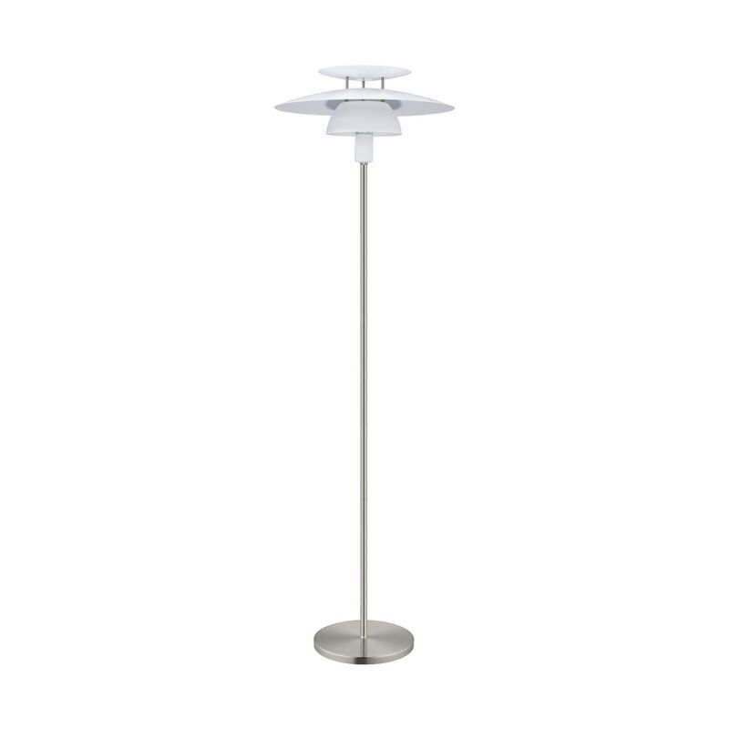 Oceľová dizajnová stojaca lampa biela, Lariana, s vypínačom