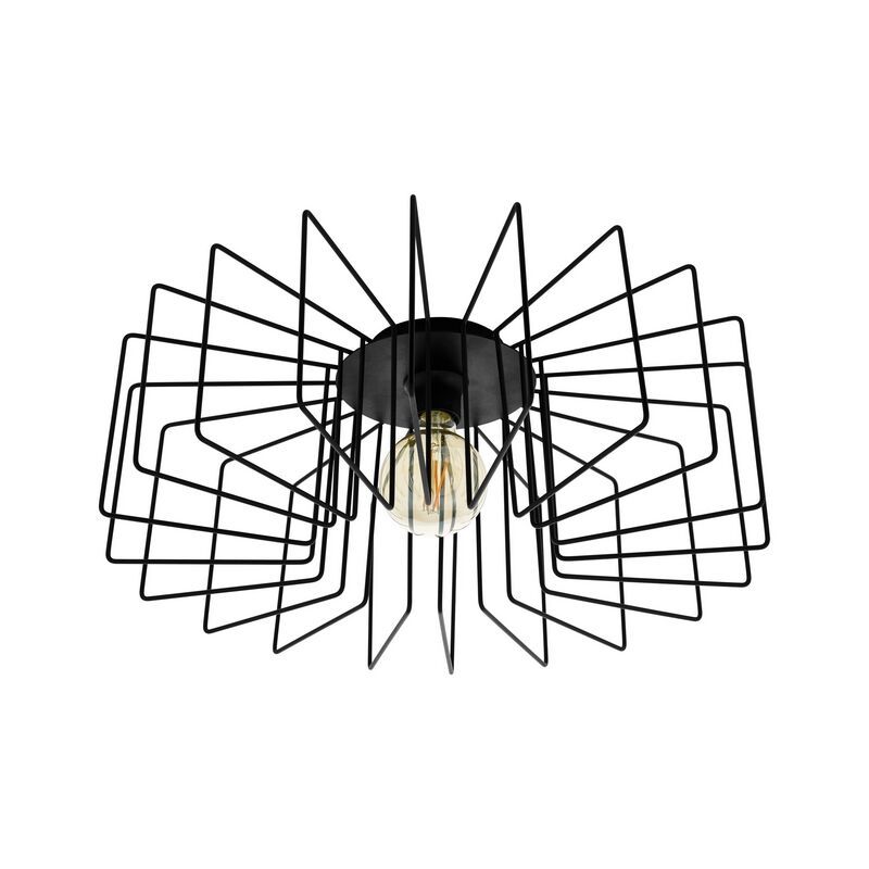 Oceľová industriálna stropná lampa čierna, Wilma