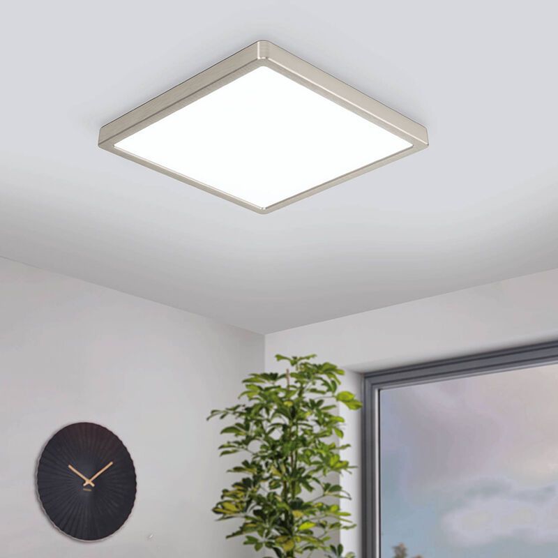 Plastové smart stropné svietidlo niklové, Geraldo, 19,5 W, LED nastaviteľný od teplej po studenú bielu, IP44
