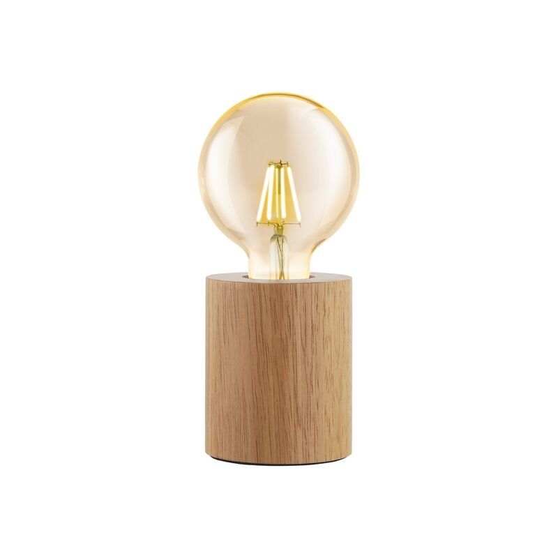 Drevená rustikálna stolová lampa hnedá, Yannic, s vypínačom
