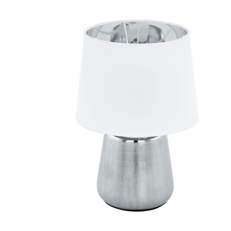 Keramická stolová lampa strieborná, Elvin, s vypínačom Keramická stolová lampa strieborná, Elvin, s vypínačom