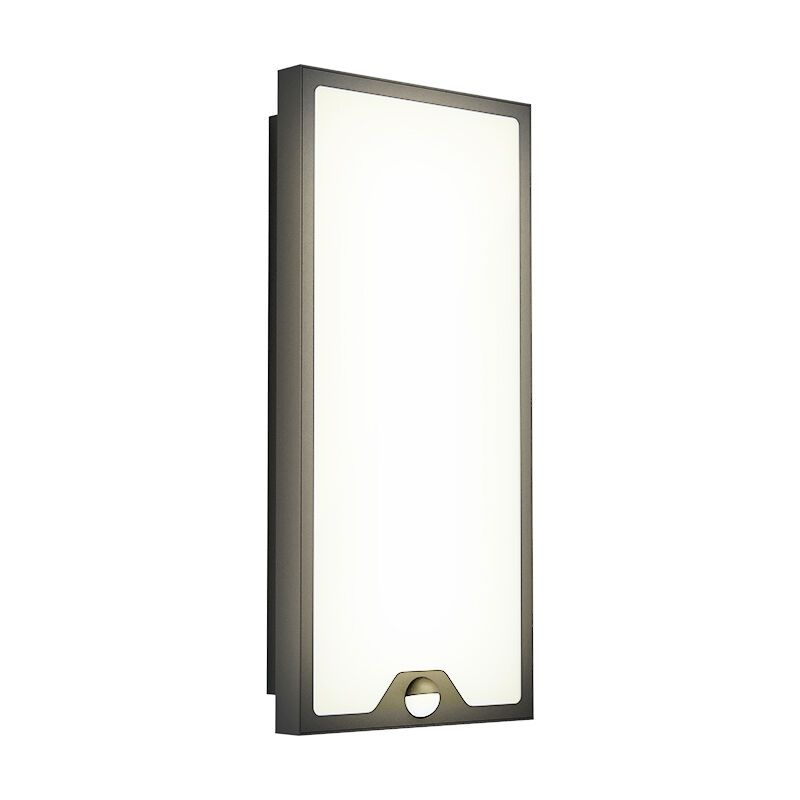 Oceľové moderné vonkajšie nástenné svietidlo so senzorom pohybu čierne, Lydian, 16 W, LED 3000 K, IP44