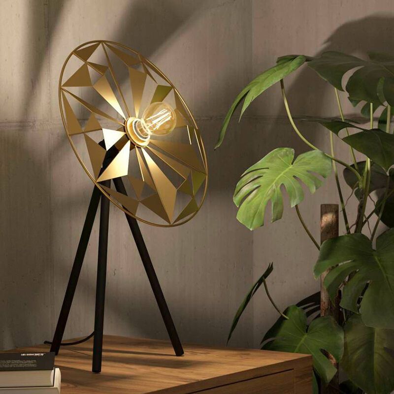 Hliníková retro stolová lampa zlatá, Thiemen, s vypínačom
