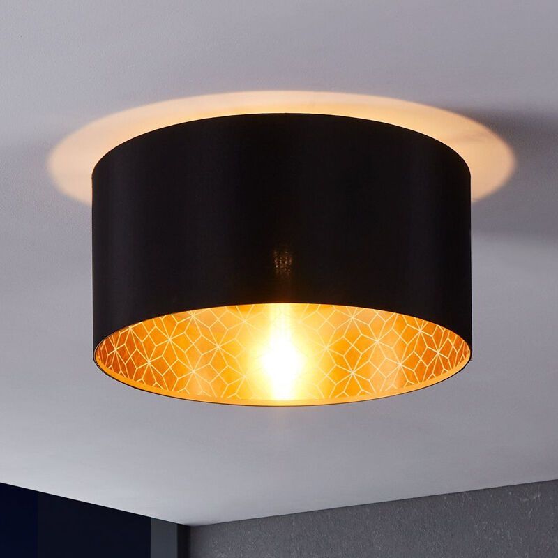 Textílná moderná stropná lampa čierna, Kelsey
