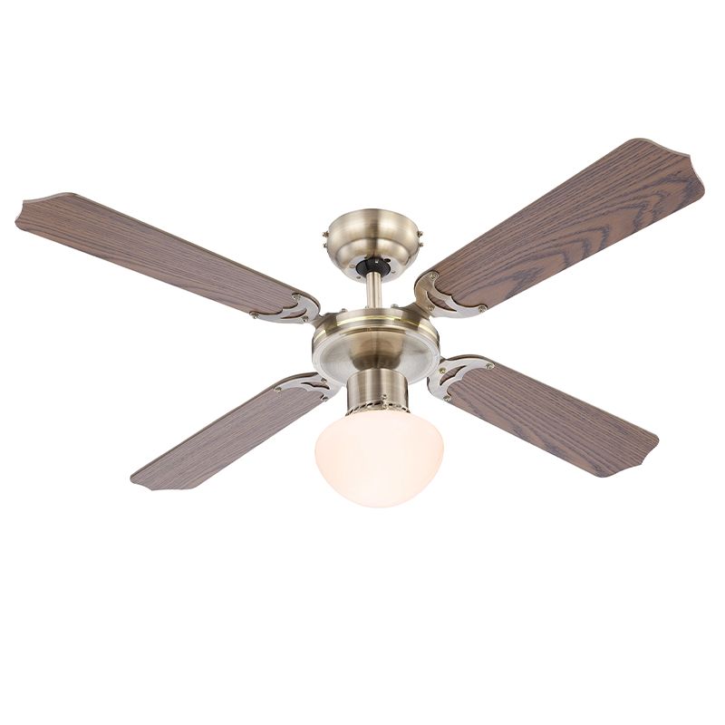 Hnedý klasický stropný ventilátor z nehrdzavejúcej ocele, Henza, s ťahovým spínačom