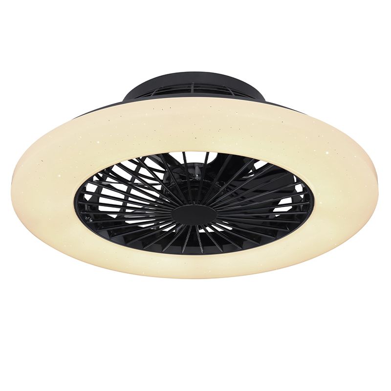 Čierny moderný stropný ventilátor z plastu, Joni, 40W, nastaviteľný výkon LED svetla z teplej až studenej bielej, s diaľkovým ovládaním