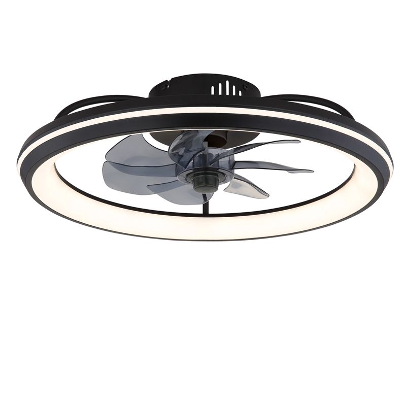 Čierny moderný stropný ventilátor z plastu, Juulke, 40W, nastaviteľný teplý až studený biely LED, s diaľkovým ovládaním