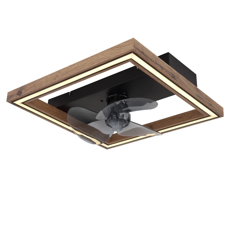 Hnedý moderný stropný ventilátor z plastu, Lamyea, 24W, nastaviteľný teplý až studený biely LED, s diaľkovým ovládaním