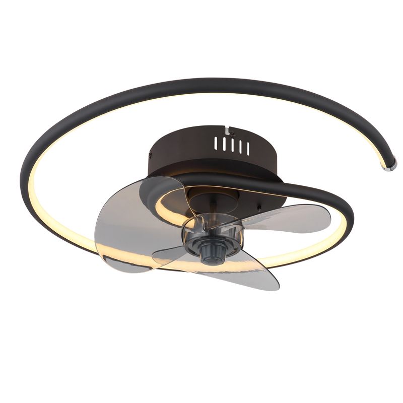 Čierny stropný ventilátor s kovovým dizajnom, Lein, 30W, nastaviteľný teplý až studený biely LED, s diaľkovým ovládaním