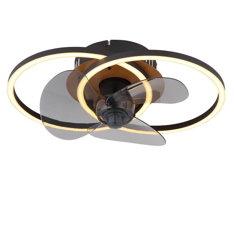 Čierny stropný ventilátor s kovovým dizajnom, Leif, 24W, nastaviteľný teplý až studený biely LED, s diaľkovým ovládaním