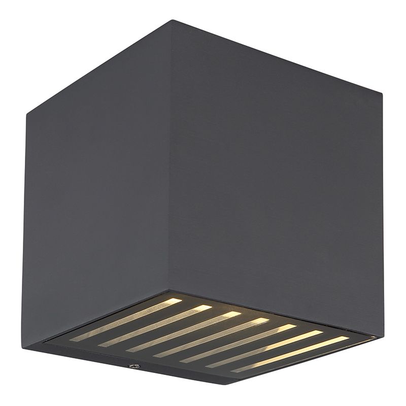 Hliníkové moderné up down nástenné svietidlo antracité, Moesha, 6 W, LED 3000 K, IP54