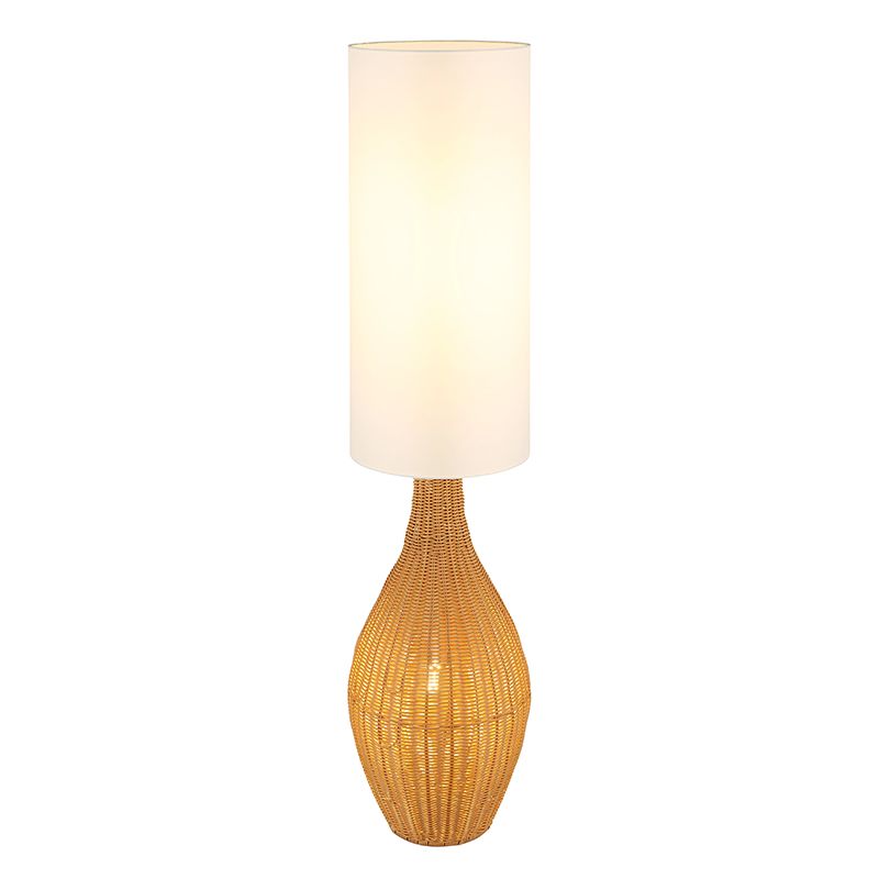 Textílná rustikálna stojaca lampa biela, Nelleke, s vypínačom Textílná rustikálna stojaca lampa biela, Nelleke, s vypínačom