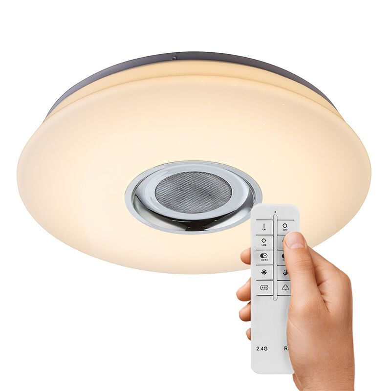 Plastová stropná lampa biela, Adali, 18 W, LED RGBW, s diaľkovým ovládačom