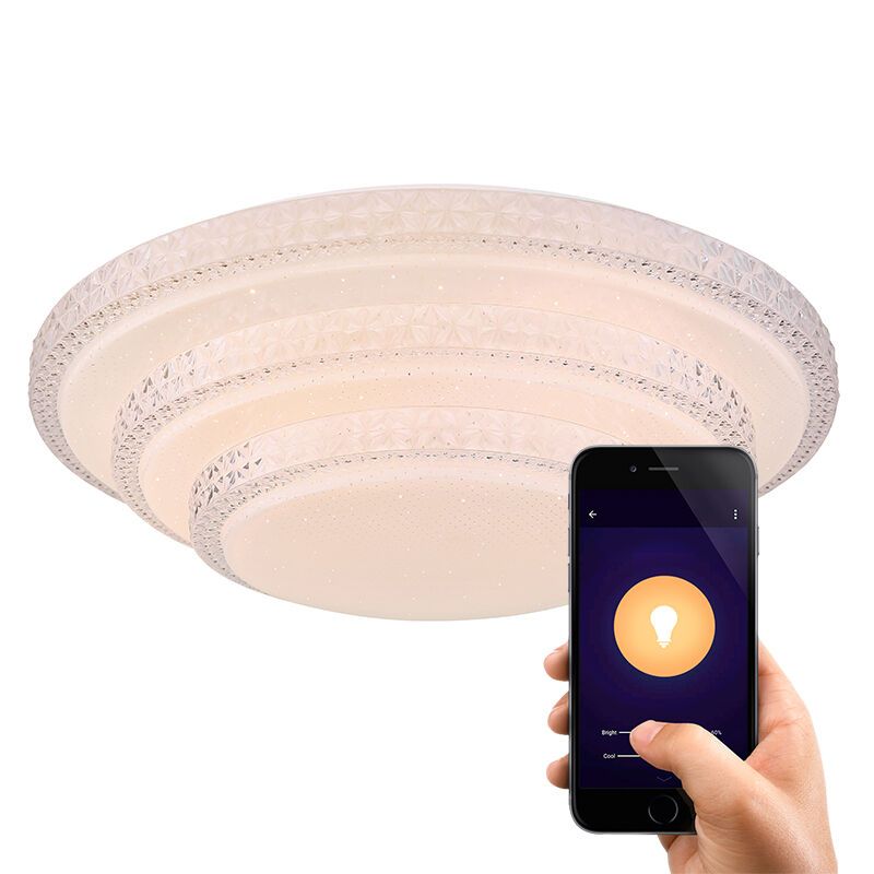 Kovové moderné smart stropné svietidlo biele, Aldin, 30 W, LED nastaviteľný od teplej po studenú bielu