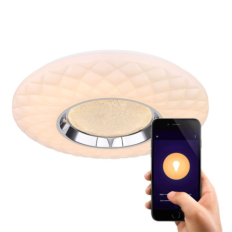 Kovové moderné smart stropné svietidlo biele, Aldin, 30 W, LED nastaviteľný od teplej po studenú bielu
