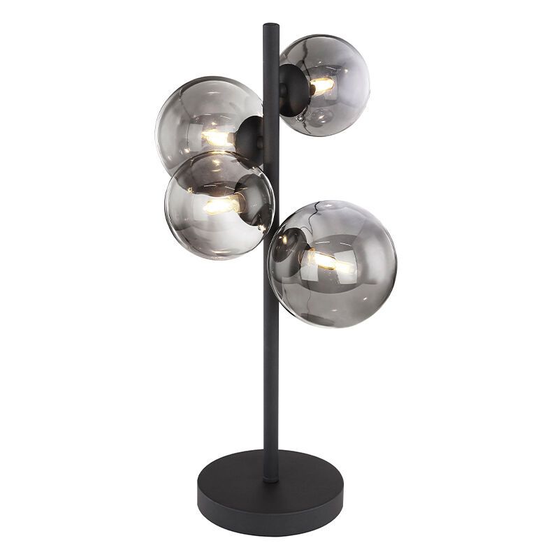 Sklenená dizajnová stolová lampa čierna, Melinda, s vypínačom