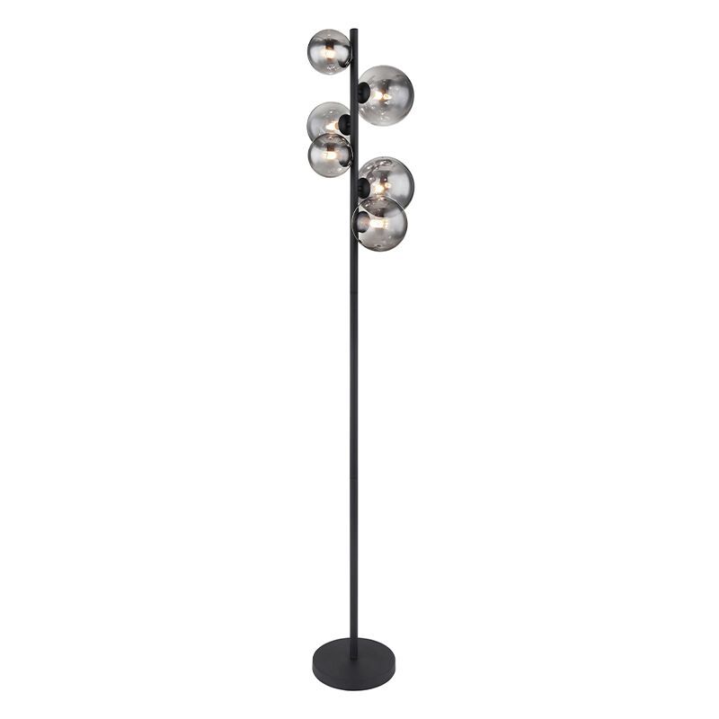 Sklenená dizajnová stojaca lampa čierna, Melinda, s vypínačom