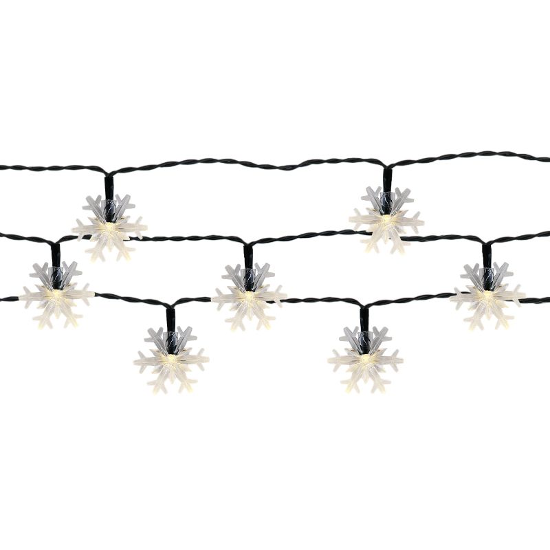 Záhradné solárne osvetlenie Snehové vločky 50 LED teplá biela