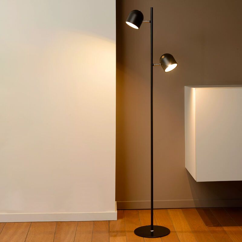 Čierna stojaca lampa moderná, Skanska, 5 W, LED 2700 K, s dotykovým stmievačom