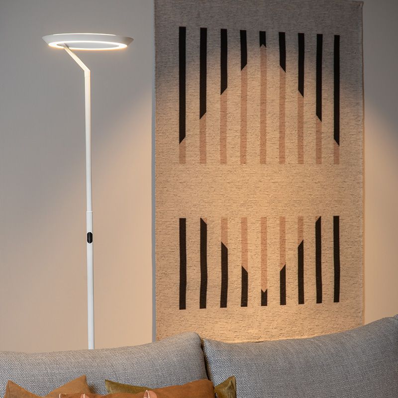 Biela stojaca lampa moderná, Celeste, 21 W, LED 2700 K, s dotykovým stmievačom
