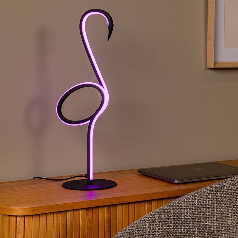 Čierna stolová lampa moderná, Flamingo, 5,5 W, LED RGB, s diaľkovým ovládačom