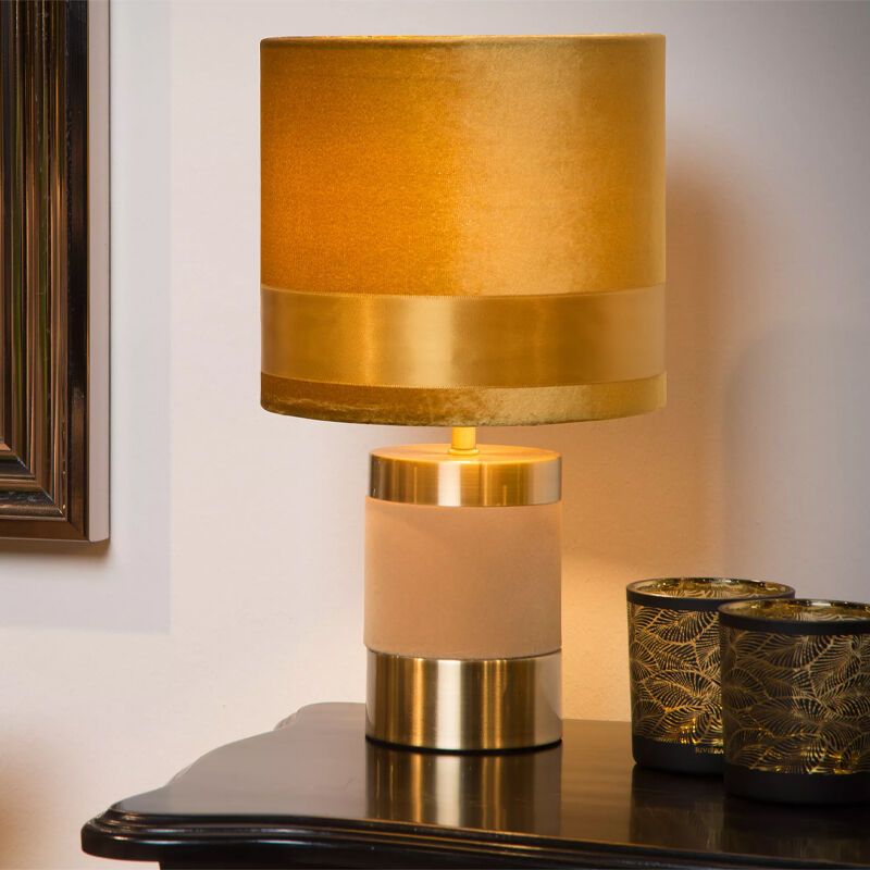 Žltá stolová lampa retro, Extravaganza Frizzle, s vypínačom