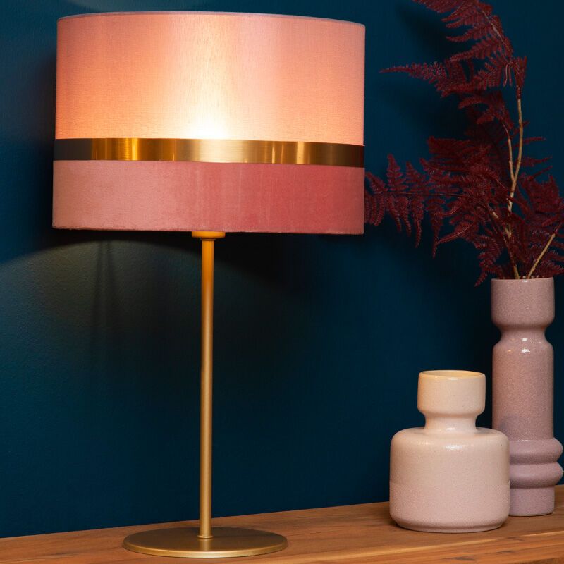 Ružová stolová lampa retro, Extravaganza Tusse, s vypínačom