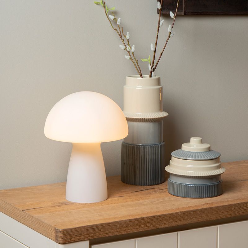 Biela stolová lampa moderná, Fungo, s vypínačom Biela stolová lampa moderná, Fungo, s vypínačom