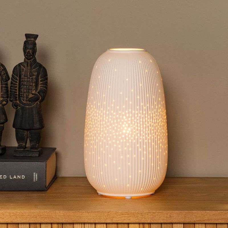 Keramická stolová lampa biela, Flores, s vypínačom